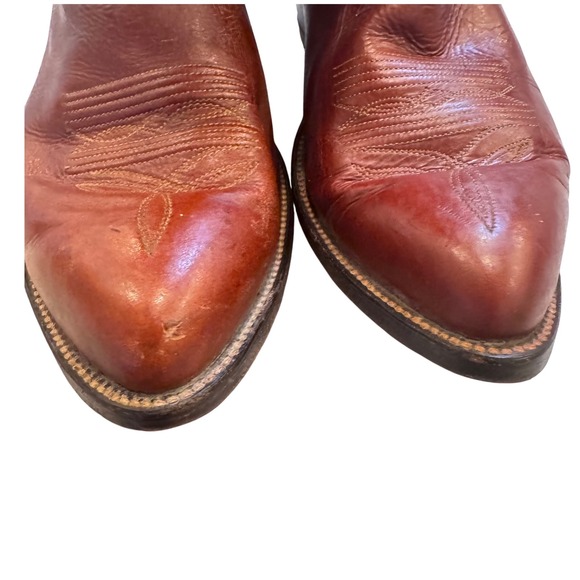 Dan Post Western Vintage Cowboy Boots Leather Red Brown Woman Size 11.5 EW 80's - Picture 9 of 16
